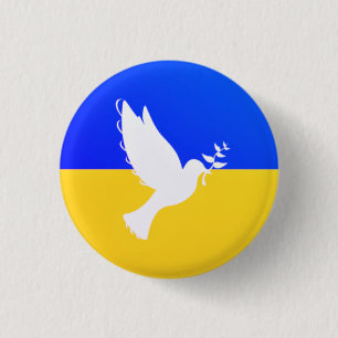 Bóton Redondo 2.54cm Bandeira da Ucrânia - Dove of Peace - Peace Button