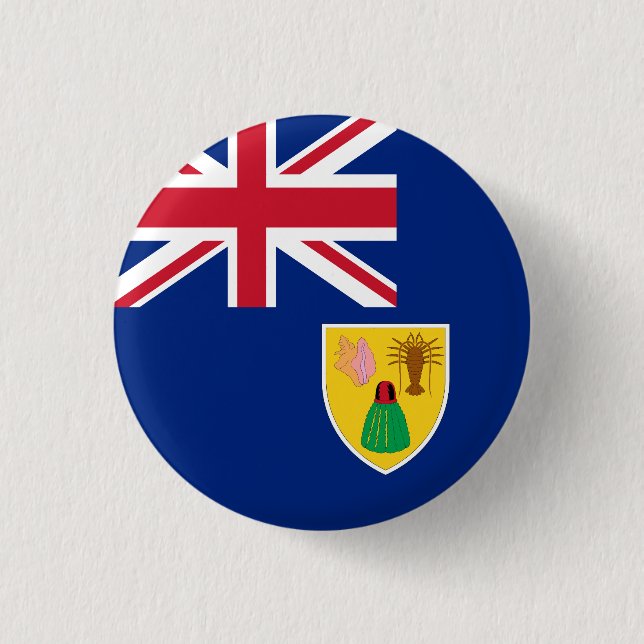 Bóton Redondo 2.54cm Bandeira das Ilhas Turcas e Caicos (Frente)