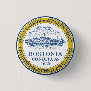 Bóton Redondo 2.54cm Bandeira de Boston, Massachusetts