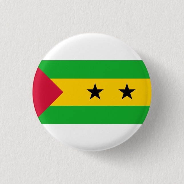 Bóton Redondo 2.54cm Bandeira de São Tomé e Príncipe (Frente)