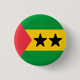 Bóton Redondo 2.54cm Bandeira de São Tomé e Príncipe
