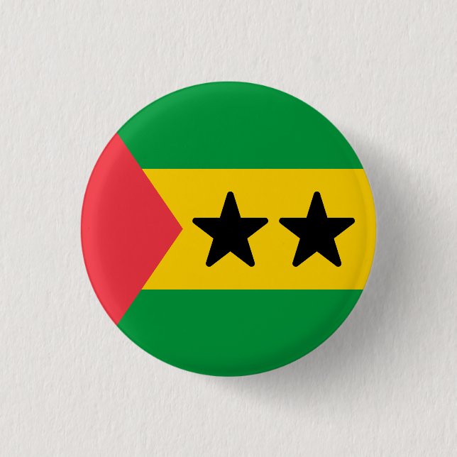 Bóton Redondo 2.54cm Bandeira de São Tomé e Príncipe (Frente)