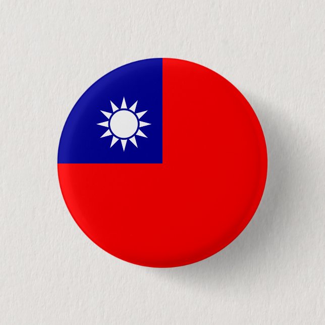 Bóton Redondo 2.54cm Bandeira de Taiwan, pavilhão de Taiwan (Frente)