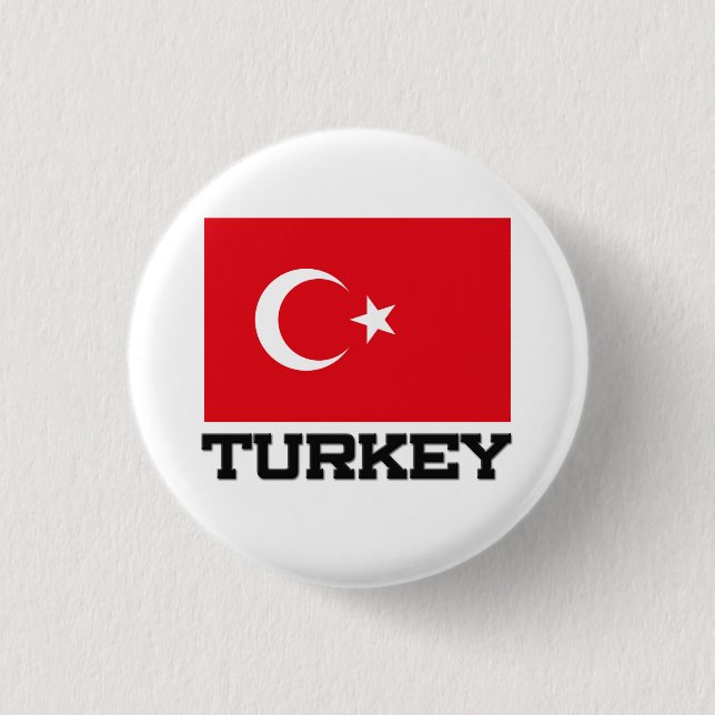 Bóton Redondo 2.54cm Bandeira de Turquia (Frente)