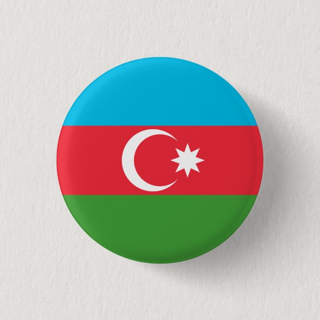 Bóton Redondo 2.54cm Bandeira do Azerbaijão, Bandeira do Azerbaijão (Frente)