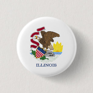 Bóton Redondo 2.54cm Bandeira do Estado de Illinois