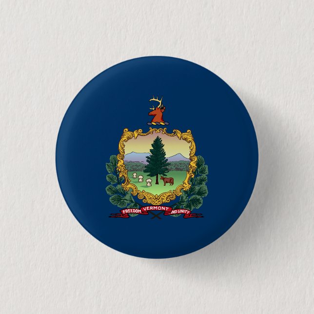 Bóton Redondo 2.54cm Bandeira do Estado de Vermont (Frente)