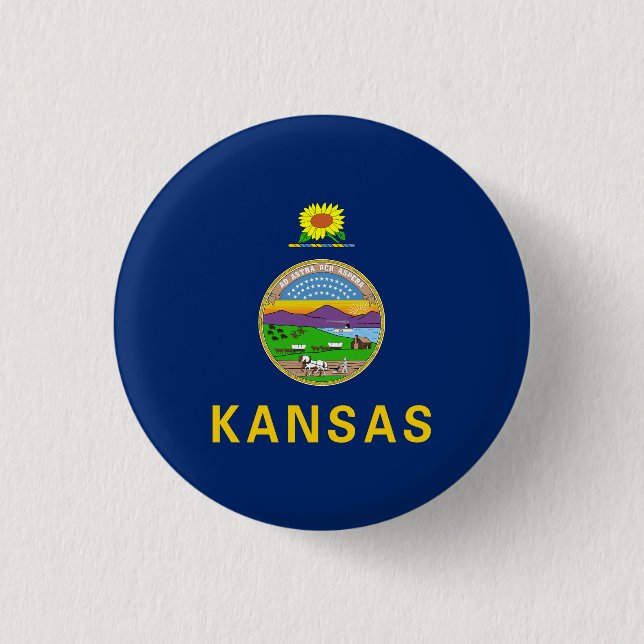Bóton Redondo 2.54cm Bandeira do Kansas (Frente)