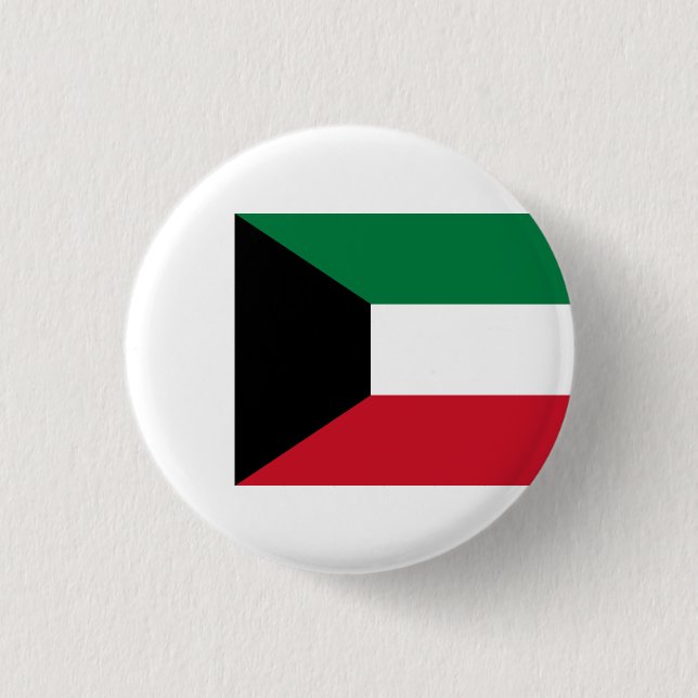 Bóton Redondo 2.54cm Bandeira do Kuwait, Bandeira do Kuwait (Frente)