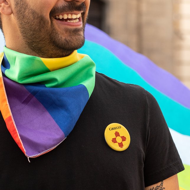 Bóton Redondo 2.54cm Bandeira do Novo México com símbolo Zia (Criador carregado)