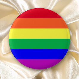 Bóton Redondo 2.54cm Bandeira do Orgulho Gay de Listras de Arco-íris de