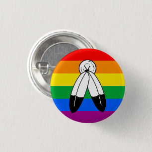 Bóton Redondo 2.54cm Bandeira do Orgulho LGBTQ+ com Duas Espíritos