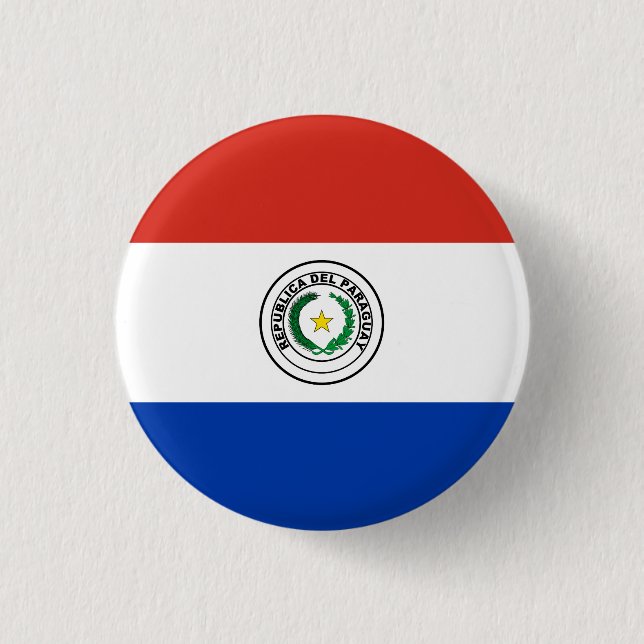 Bóton Redondo 2.54cm Bandeira do Paraguai (Paraguai) (Frente)
