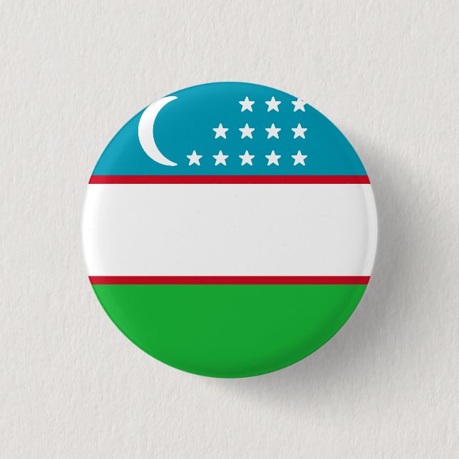 Bóton Redondo 2.54cm Bandeira do Usbequistão (Frente)