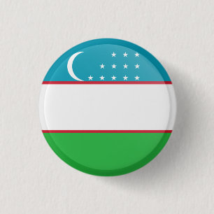 Bóton Redondo 2.54cm Bandeira do Uzbequistão