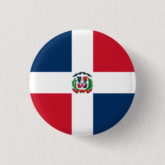 Bóton Redondo 2.54cm Bandeira Dominicana, Bandeira da República Dominic (Frente)