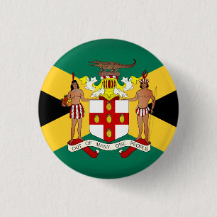 Bóton Redondo 2.54cm Bandeira jamaicana/ Casaco de armas