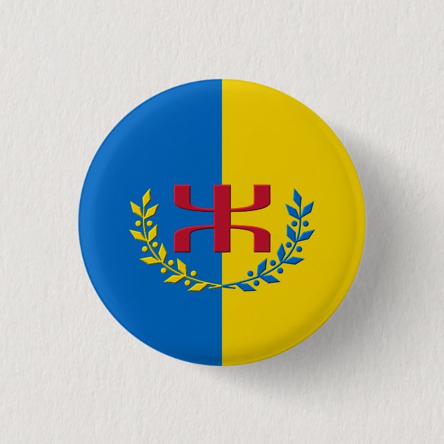 Bóton Redondo 2.54cm bandeira kabyle (Frente)