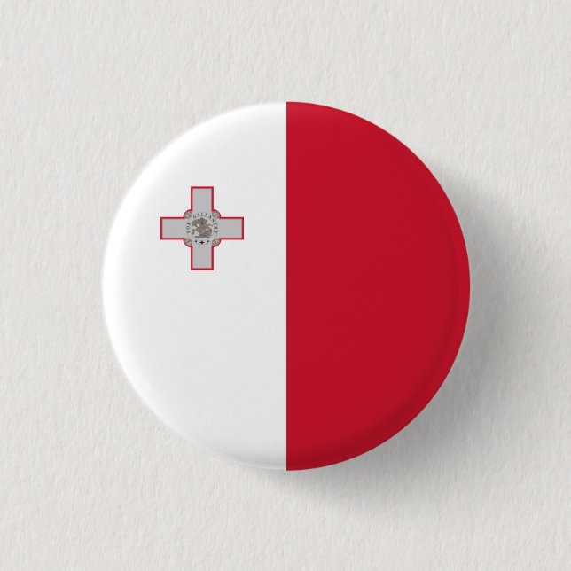 Bóton Redondo 2.54cm Bandeira maltesa, Bandeira de Malta (Frente)