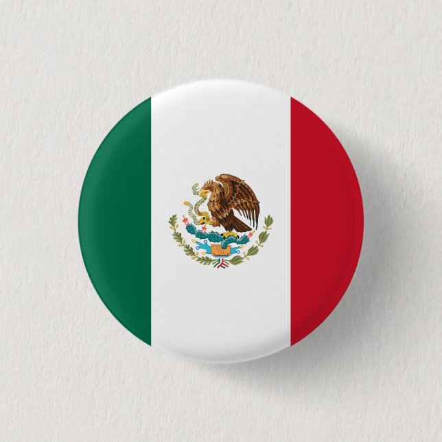 Bóton Redondo 2.54cm Bandeira mexicana, Bandeira do México (Frente)