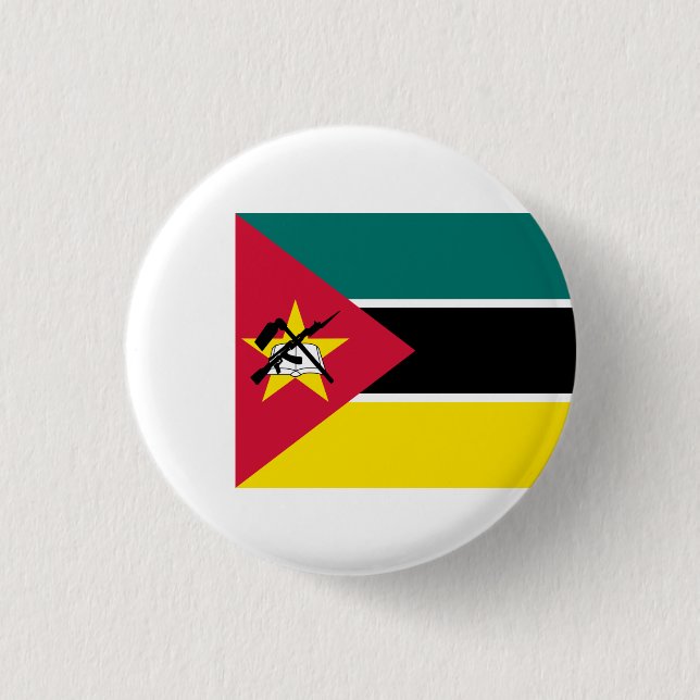 Bóton Redondo 2.54cm Bandeira moçambicana, bandeira de Moçambique (Frente)