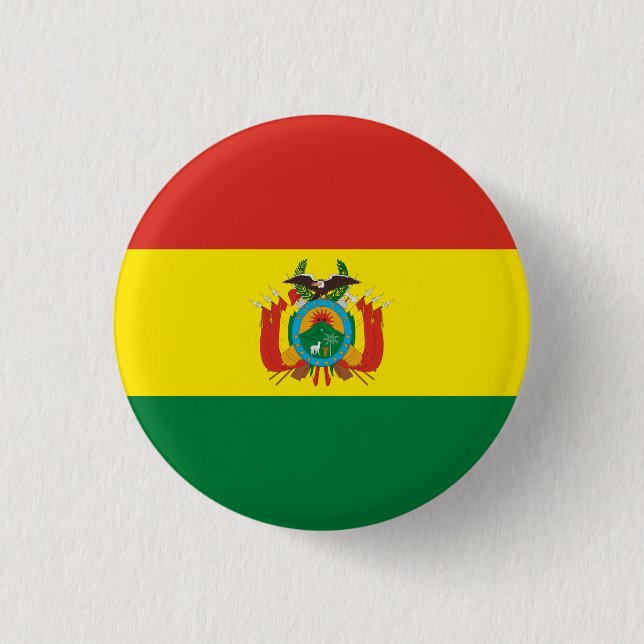Bóton Redondo 2.54cm Bandeira nacional da Bolívia (Frente)