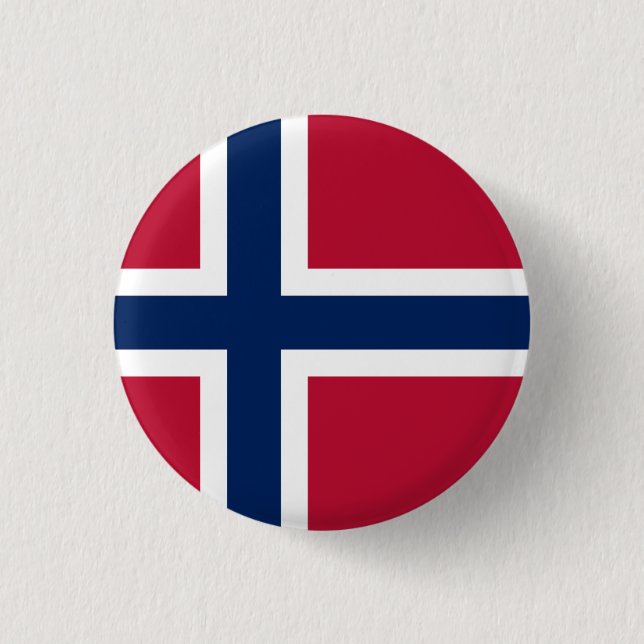 Bóton Redondo 2.54cm Bandeira Nacional da Noruega (Frente)