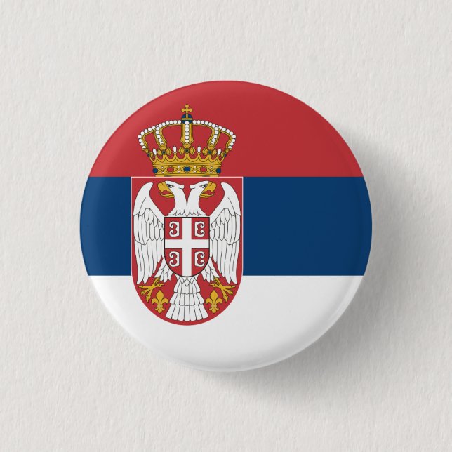 Bóton Redondo 2.54cm Bandeira Nacional da Sérvia (Frente)