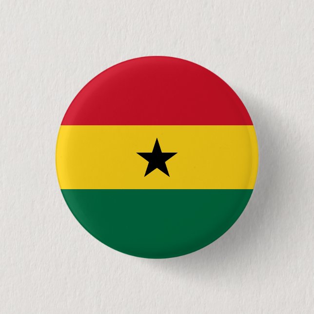 Bóton Redondo 2.54cm Bandeira Nacional do Gana (Frente)