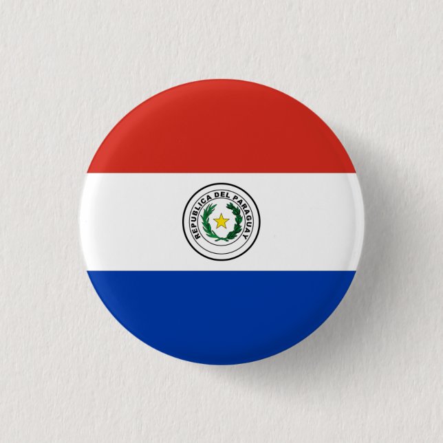 Bóton Redondo 2.54cm Bandeira nacional do Paraguai (Frente)