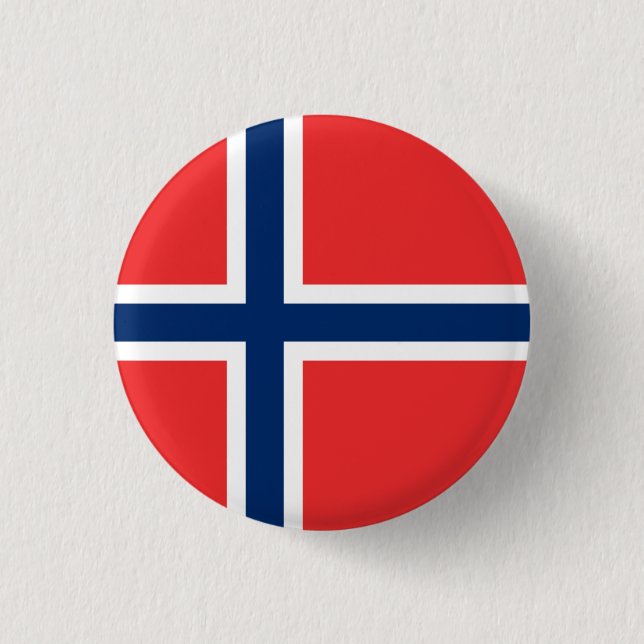 Bóton Redondo 2.54cm Bandeira norueguesa, pavilhão da Noruega (Frente)