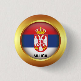 Bóton Redondo 2.54cm Bandeira Patriótica da Sérvia