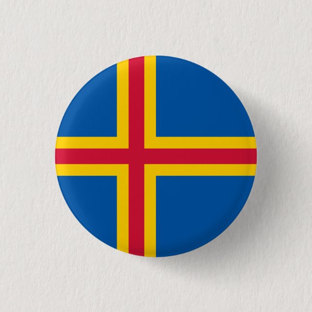 Bóton Redondo 2.54cm Bandeira Patriótica das Ilhas Åland (Frente)