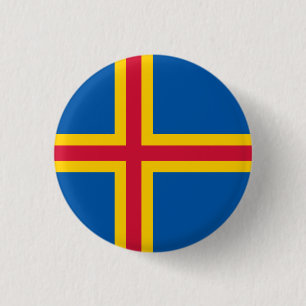 Bóton Redondo 2.54cm Bandeira Patriótica das Ilhas Åland