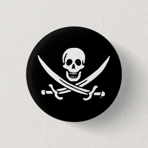 Bóton Redondo 2.54cm Bandeira pirata de Jolly Roger