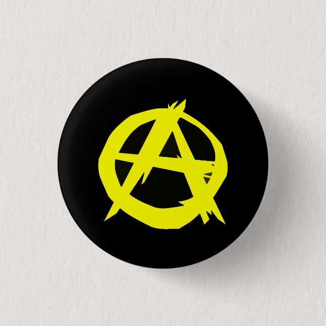 Bóton Redondo 2.54cm Bandeira preta e amarela do capitalismo de Anarcho (Frente)