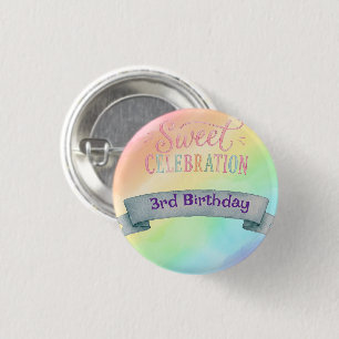 Bóton Redondo 2.54cm Bandejas de Aniversário Candyland Arco-íris