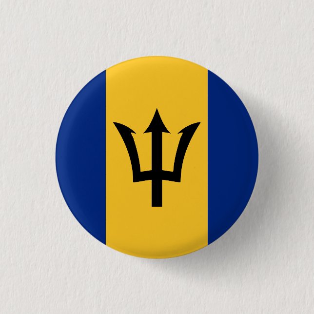Bóton Redondo 2.54cm Barbados Bajan Flag Caribe Barbadiano (Frente)