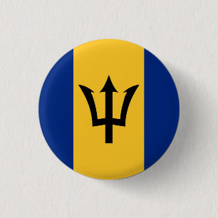 Bóton Redondo 2.54cm Barbados Bajan Flag Caribe Barbadiano
