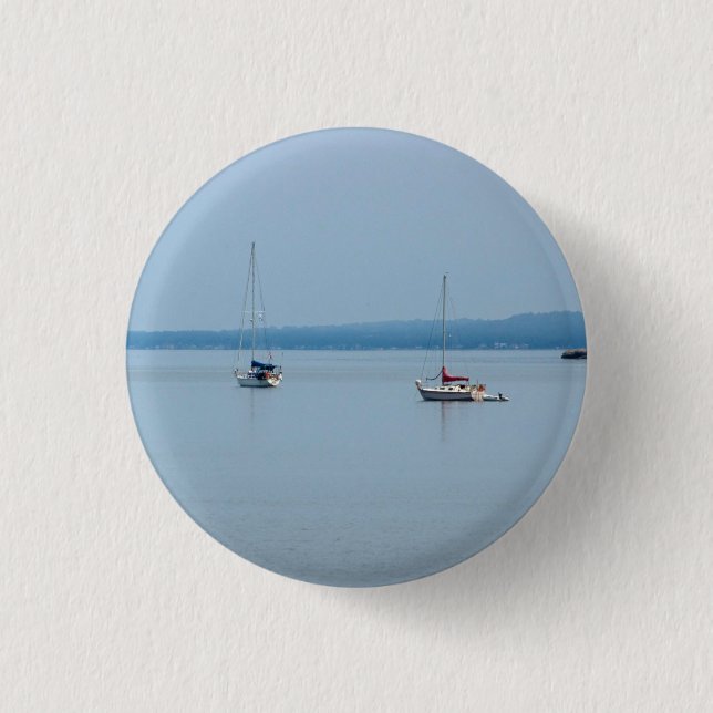 Bóton Redondo 2.54cm Barcos à vela no rio (Frente)