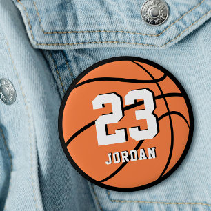 Bóton Redondo 2.54cm Basquete Bola Laranja Nome Personalizado & Número 