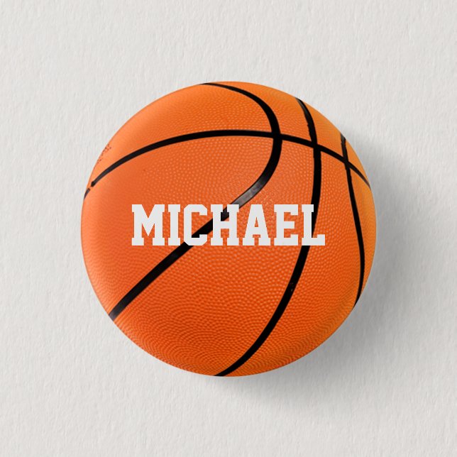 Bóton Redondo 2.54cm Basquete Seu Nome (Frente)