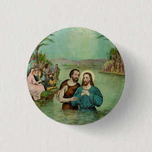 Bóton Redondo 2.54cm Batismo de Jesus Cristo