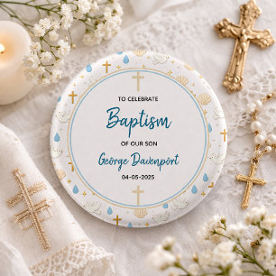 Bóton Redondo 2.54cm Batismo Elegante   Festa de Batizado de Crianças R