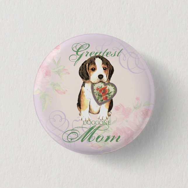 Bóton Redondo 2.54cm Beagle Heart Mãe (Frente)