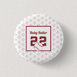 Bóton Redondo 2.54cm Bebê vermelho e branco