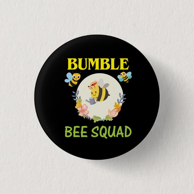 Bóton Redondo 2.54cm Beekeeper Art Bumble Bee Squad (Frente)