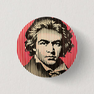 Bóton Redondo 2.54cm Beethoven no estilo de ilusão óptica BAUHAUS
