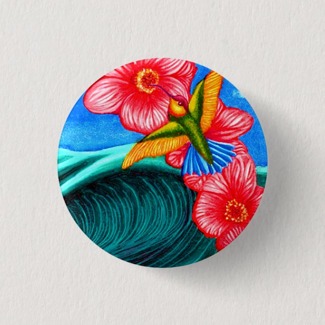 Bóton Redondo 2.54cm Beija-flor Oceano (Frente)
