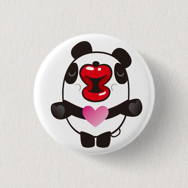 Bóton Redondo 2.54cm beijando panda (Frente)